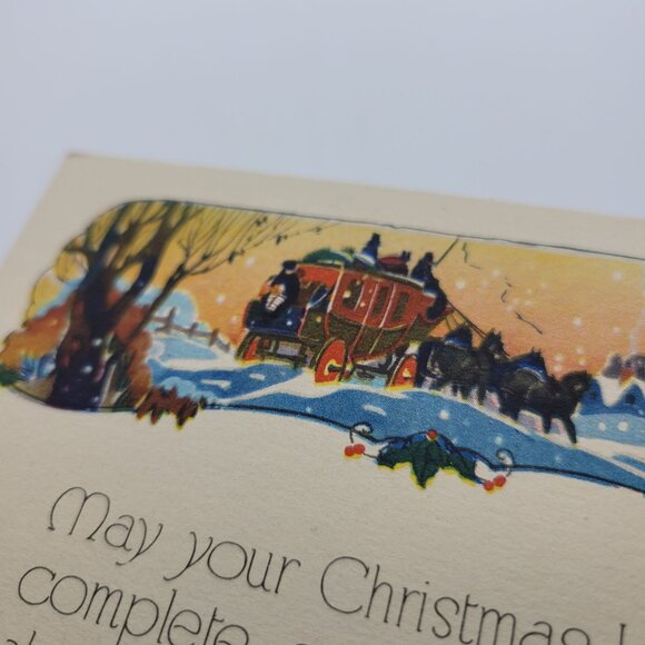 Vintage Christmas Card With Scenic Illustration & Handwritten Note - Picture 4 of 4